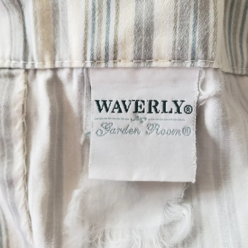 Waverly Curtains Cotton 2 Panels 84 W x 80L Stripe Garden Room Ties Green Yellow